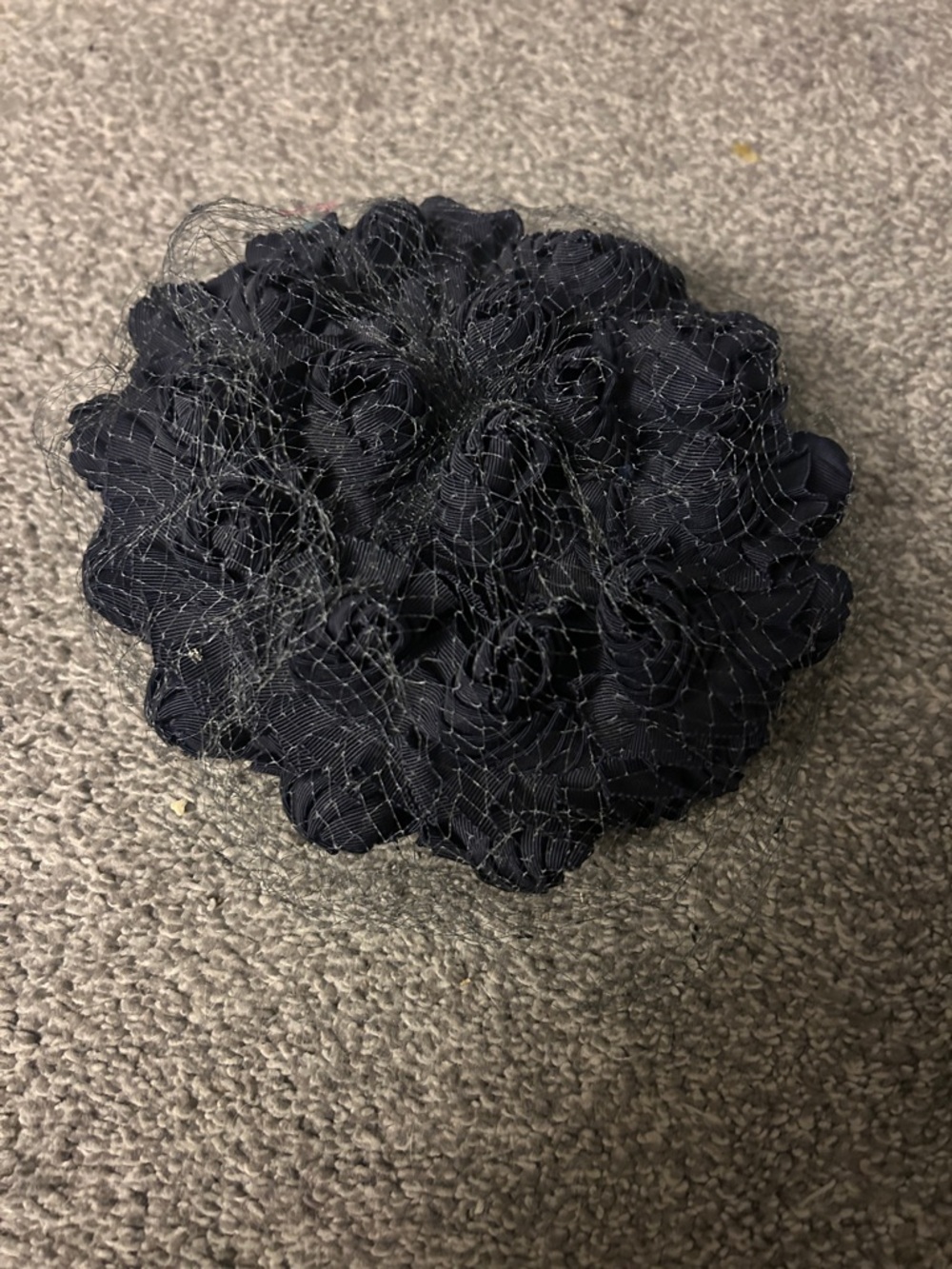 Kipling Navy Floral Rosette Bun Cover with Netting
